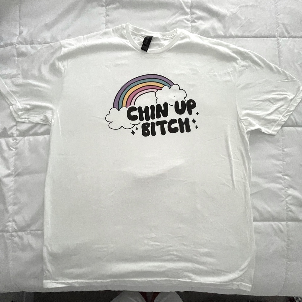 White Rainbow Graphic Tee. Size XL. NWOT